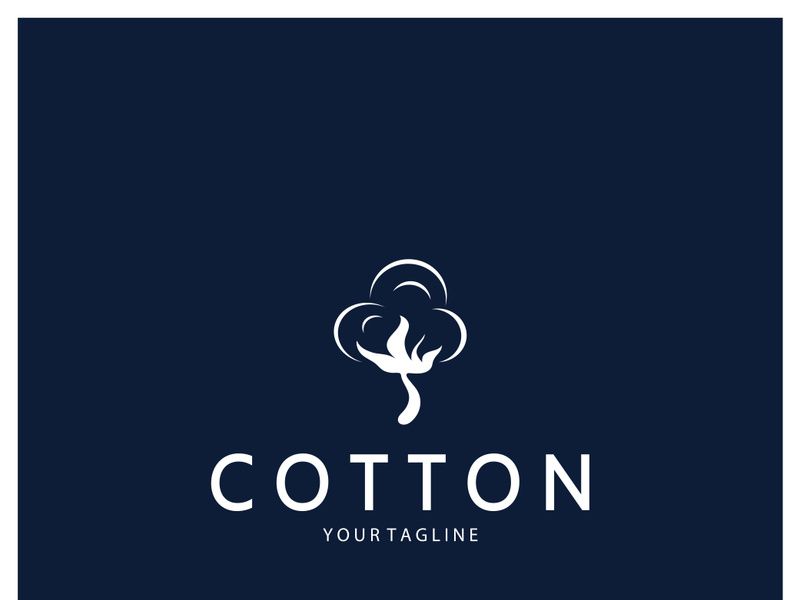 Soft natural organic cotton flower plant logo for cotton plantations, industries,business,textile,clothing and beauty,vector