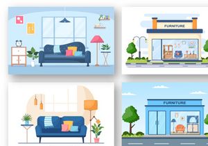 17 Home Furniture Flat Design Illustration