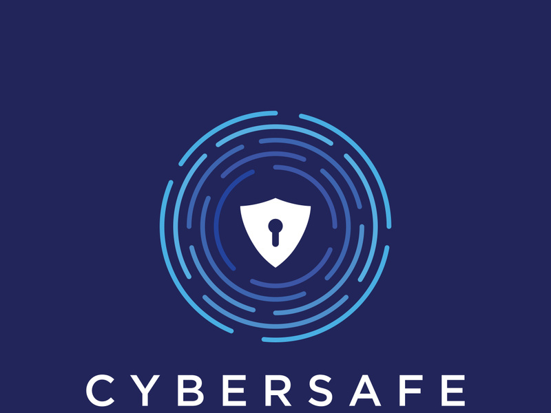 Creative design of technology digital cyber security logo with modern shield and key protection concept. Logo for business, digital and technology.
