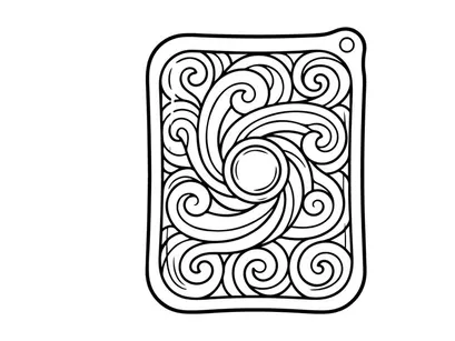 Dibujo de adorno navideño con contorno y patrones abstractos ondulantes para página de colorear de temporada