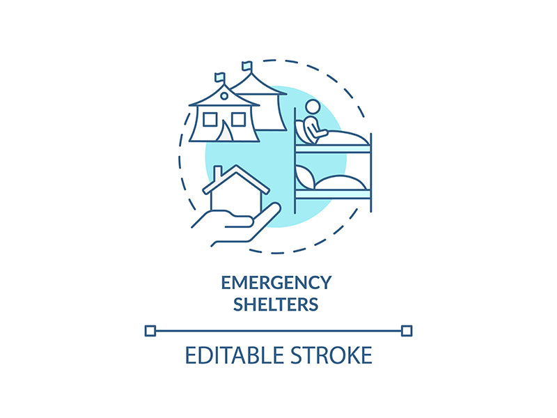 Emergency shelter turquoise concept icon