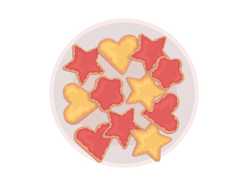 Cookies on plate semi flat color vector object