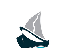 Sailboat boat on sea ocean wave with logo design simple ship
