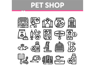 Pet Shop Collection Elements Icons Set Vector preview picture