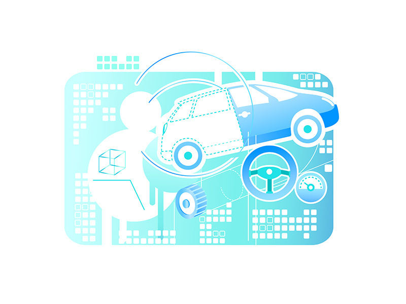 Car modeling 2D vector web banner, poster