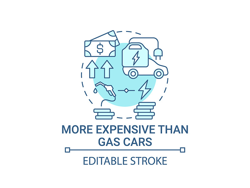 Electric vehicles more expensive than gas cars concept icon.