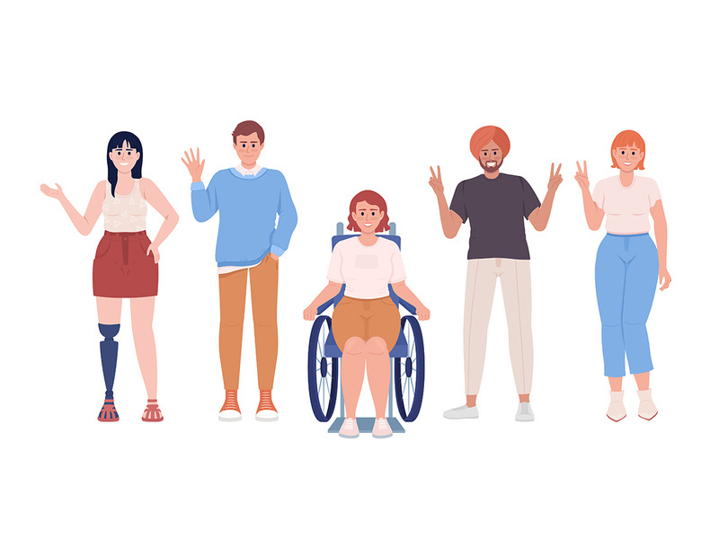 Diversity and inclusion semi flat color vector characters
