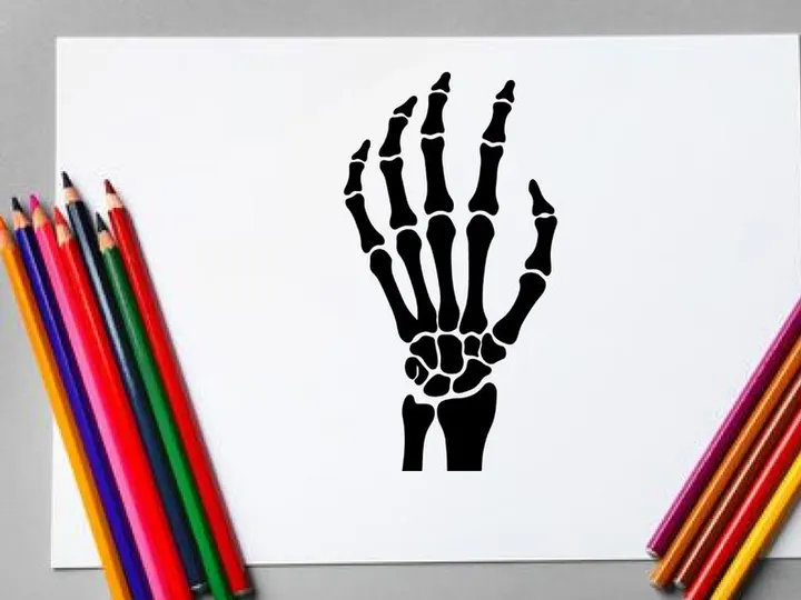 Black Skeleton Hand Illustration for Medical or Halloween Themes