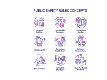 Public safety rules concept icons set preview picture