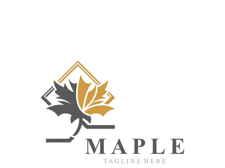 Maple leaf logo design vintage style graphic illustration