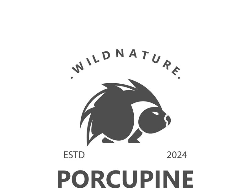 Porcupine logo design. animal vintage minimalist logo Hedgehog modern template icon