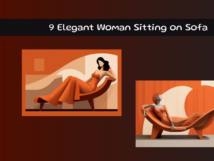 Elegant Woman Sitting on Sofa