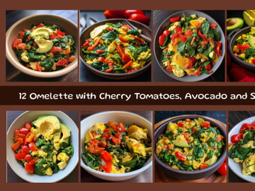 Omelette with Cherry Tomatoes, Avocado and Spinach preview picture