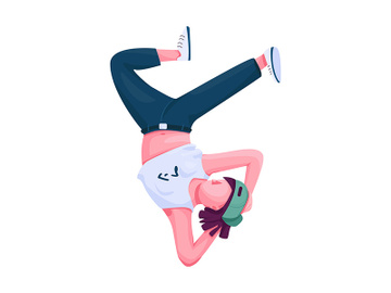Break dance performer flat color vector faceless character preview picture