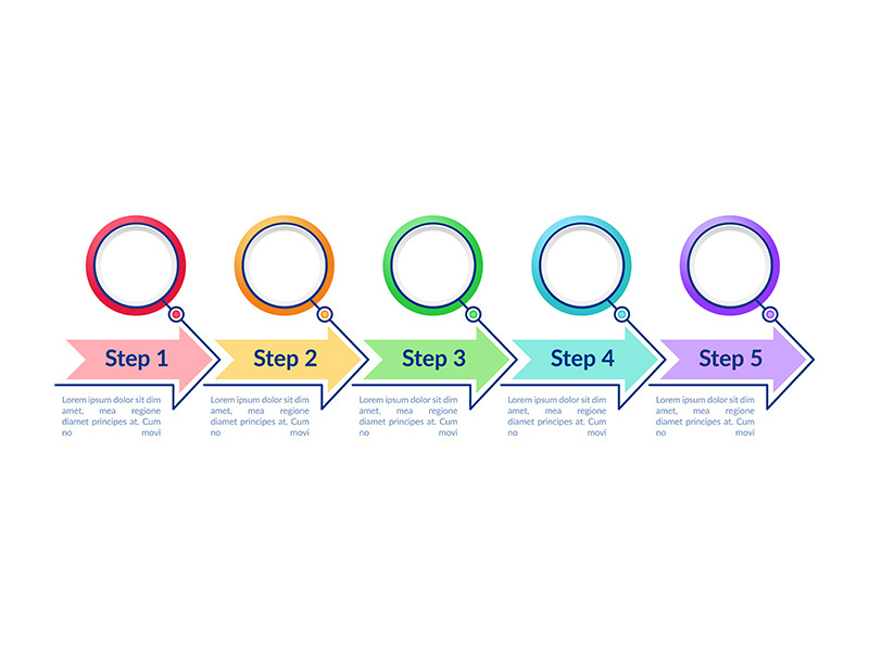 Colored circle steps vector infographic template