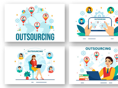 12 Outsourcing Business Illustration