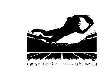 Athlete silhouette jumping over hurdle in stadium silhouette preview picture