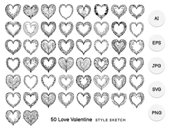 Love Valentine Element Draw Black