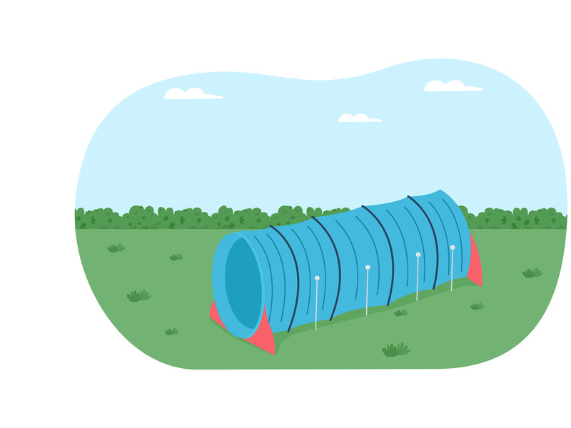 Pipe for pet training 2D vector web banner, poster