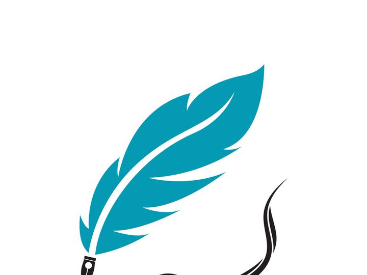 Feather quill design icon and logo illustration classic stationery