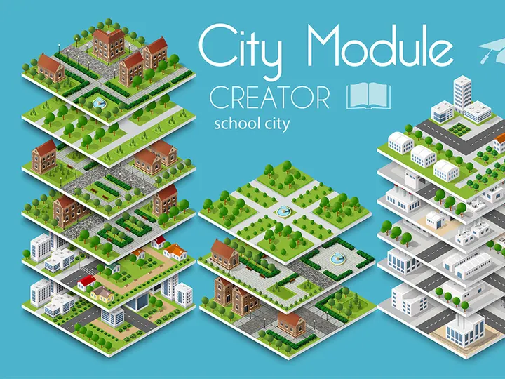 City module creator isometric school city