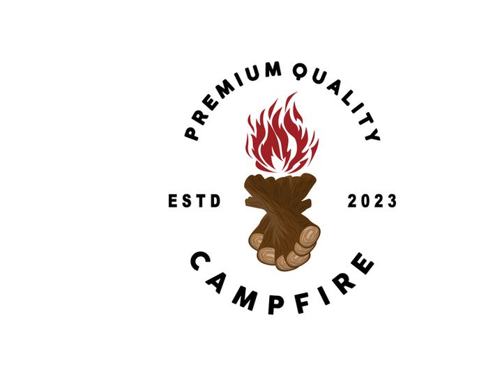 Campfire Logo Design, Bonfire Vector, Adventure Camp Outdoor