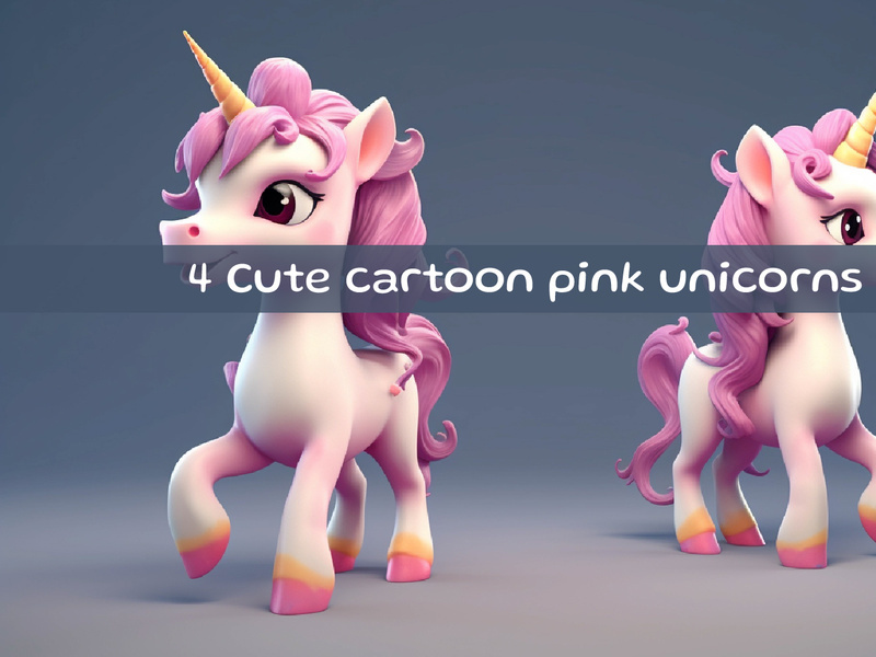 Cute cartoon pink unicorns