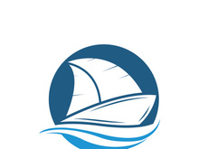 Sailboat boat on sea ocean wave with logo design simple ship