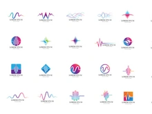 Sound wave pulse line logo music