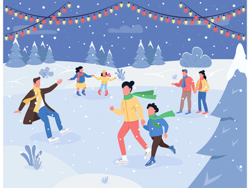 Christmas ice rink semi flat vector illustration preview picture