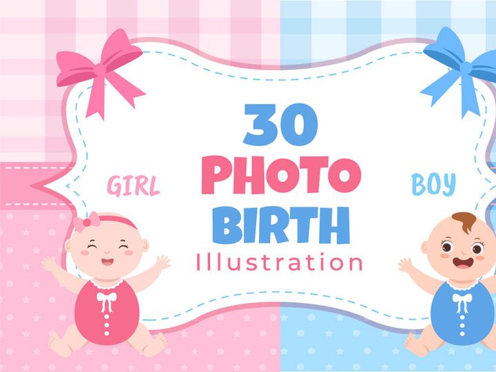 30 Birth Photo is it a Boy and Girl Cartoon Illustration
