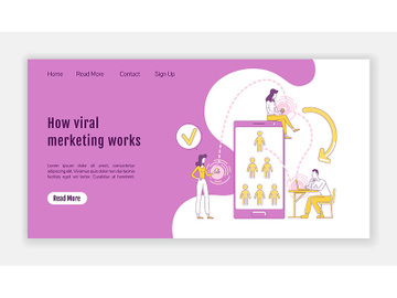 How viral marketing works landing page flat silhouette vector template preview picture