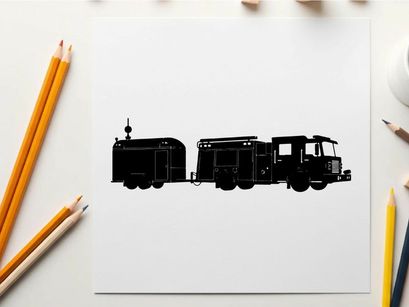 Silhouette of a large truck with trailer