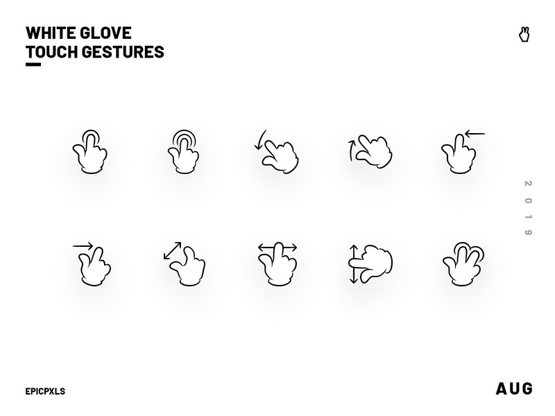 White Gloves Touch Gestures Icons