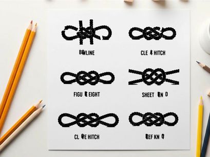Knots silhouette illustrations for sailing and climbing