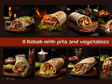 Kebab with pita and vegetables preview picture