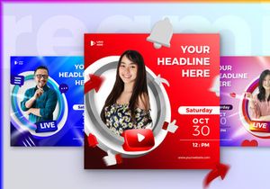 Live Streaming Banner Social Media Post template