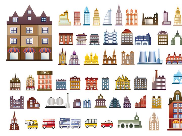 Set of vector buildings