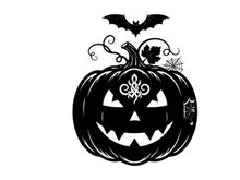 Halloween silhouette of a jack o lantern with bat