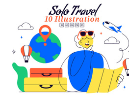 10 Solo Travel Vector Illustration preview picture