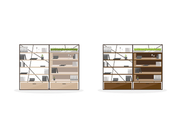 Office shelving flat color vector objects set preview picture