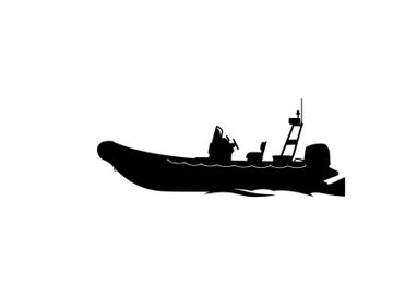 Silhouette of a person on a boat with a ladder preview picture