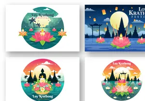 10 Loy Krathong Festival Illustration