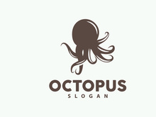 Octopus Logo, Sea Animals Vector