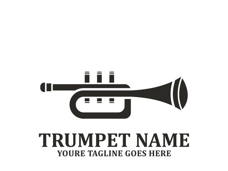 Musical instrument simple icon trumpet for jazz music logo design