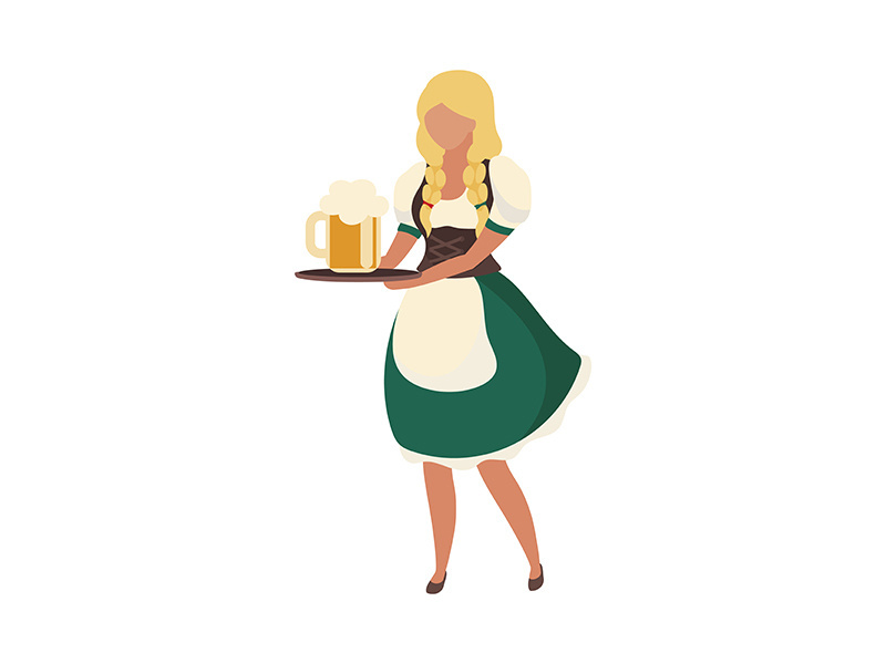 Barmaid wearing authentic outfit semi flat color vector character