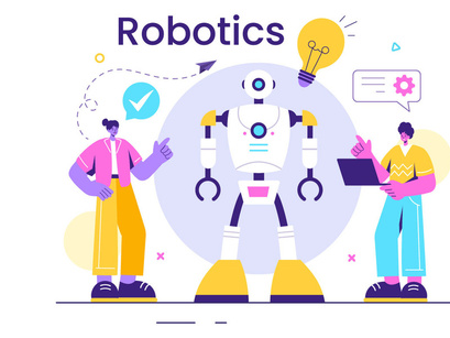 10 Robotics Vector Illustration