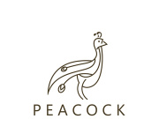 Peacock logo line art elegant concept icon design template flat vector illustration