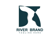 River Logo Design, River Creek Vector, Riverside Illustration With A Combination Of Mountains And Nature, Product Brand