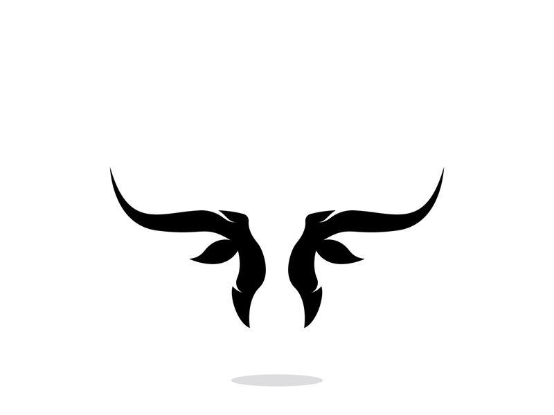 Retro vintage bull head horns logo.